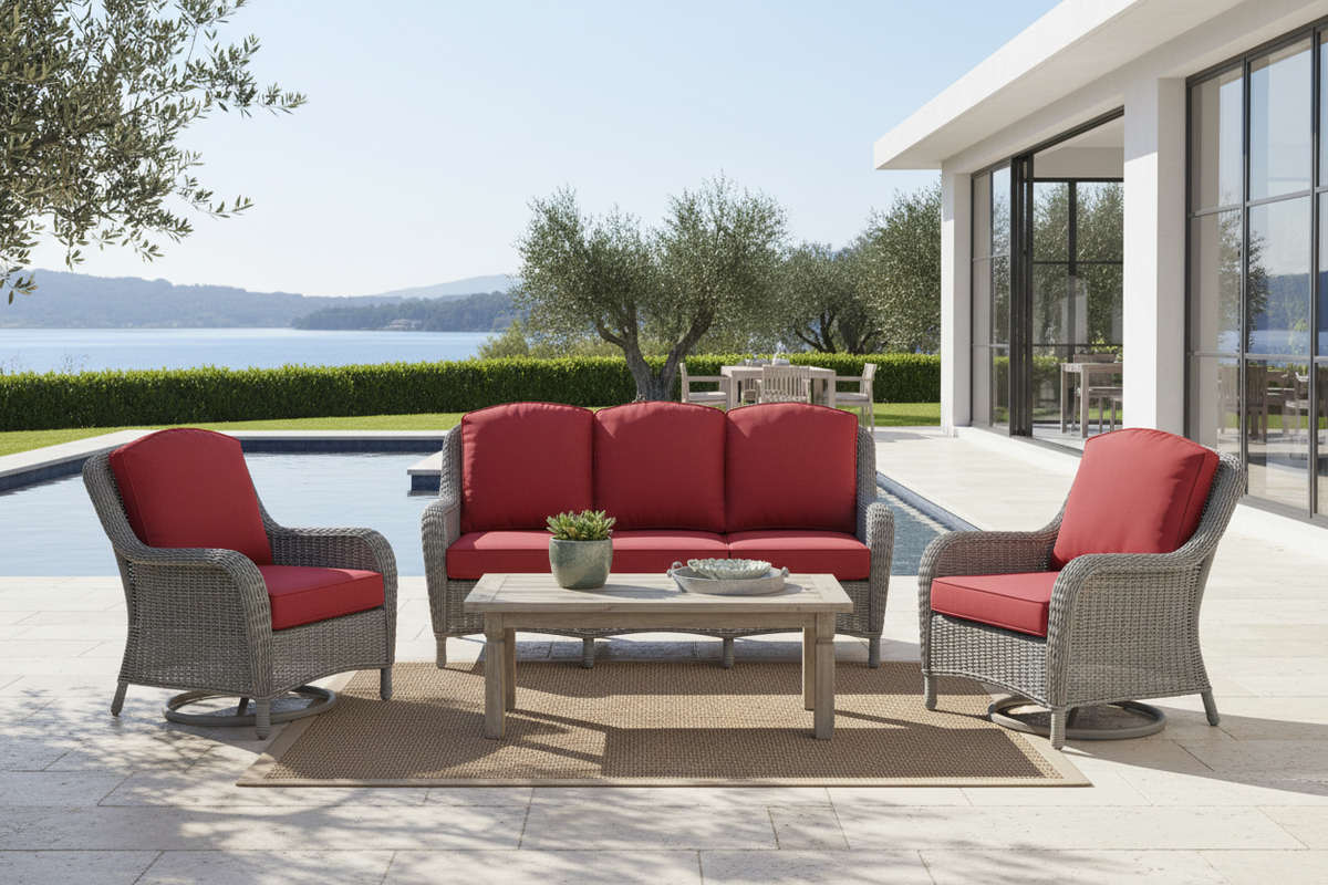 Premium Outdoor Deep Seat Cushion 2 Sets, 24" x 24" x 5.5",Red