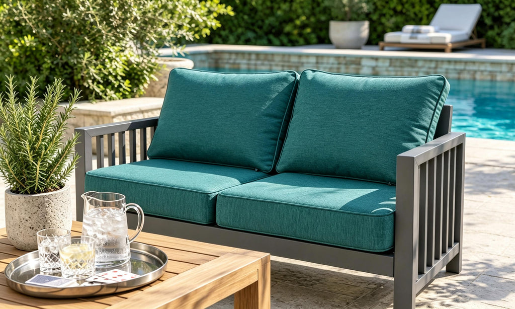 Premium Outdoor Deep Seat Cushion 2 Sets, 24" x 28" x 4.5", Teal