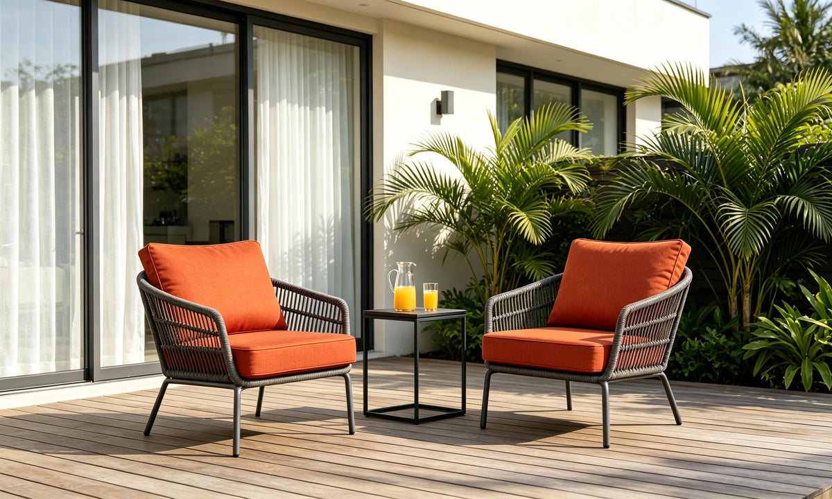 Premium Outdoor Deep Seat Cushion 2 Sets, 24" x 28" x 4.5", Orange
