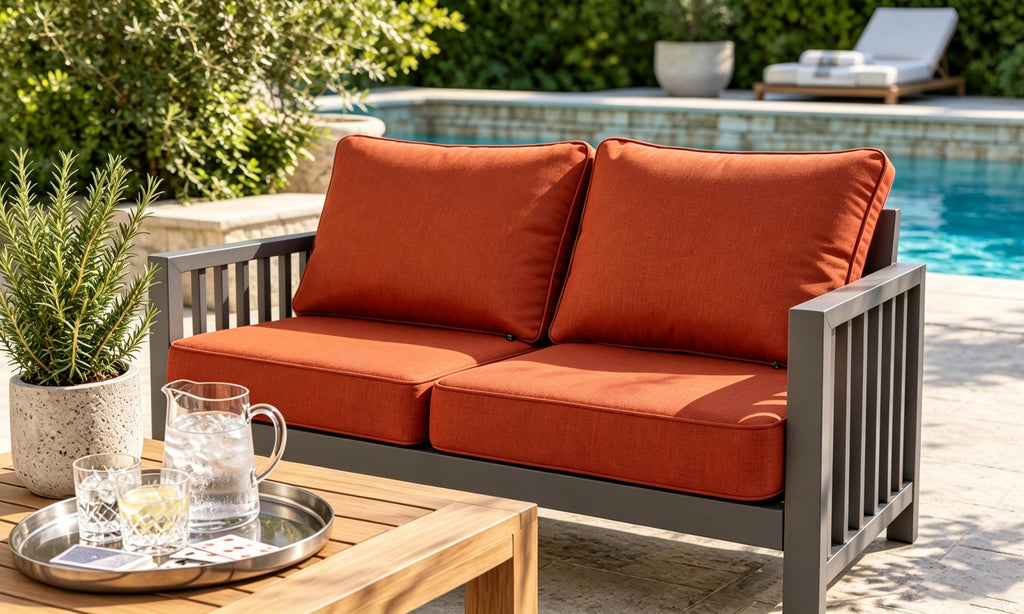 Premium Outdoor Deep Seat Cushion 2 Sets, 24" x 28" x 4.5", Orange