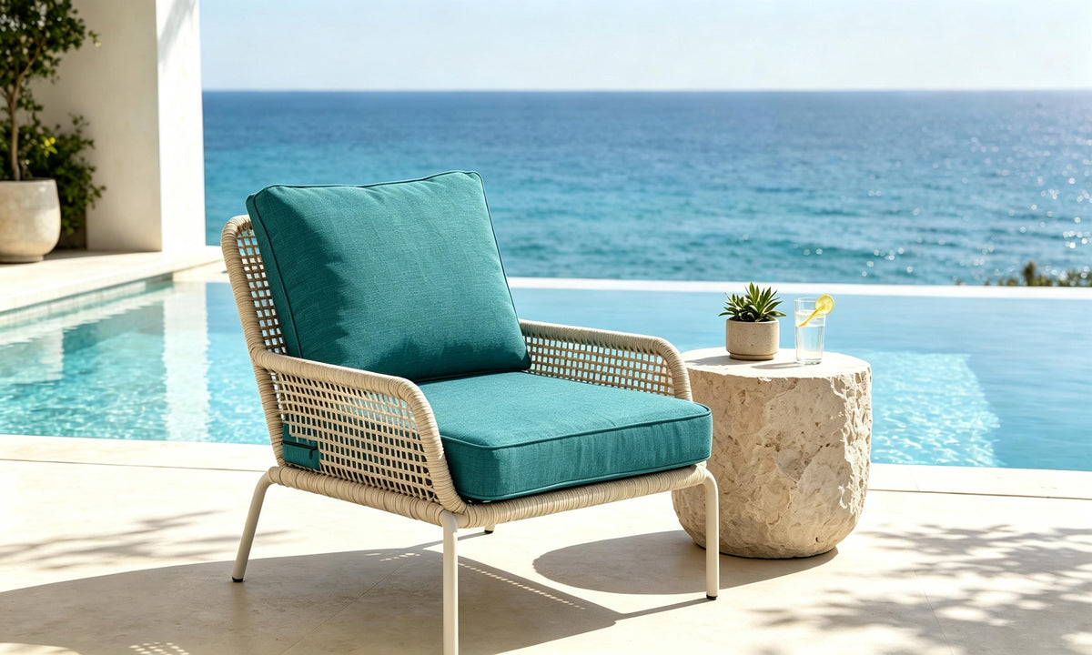 Premium Outdoor Deep Seat Cushion 2 Sets, 24" x 28" x 4.5", Teal