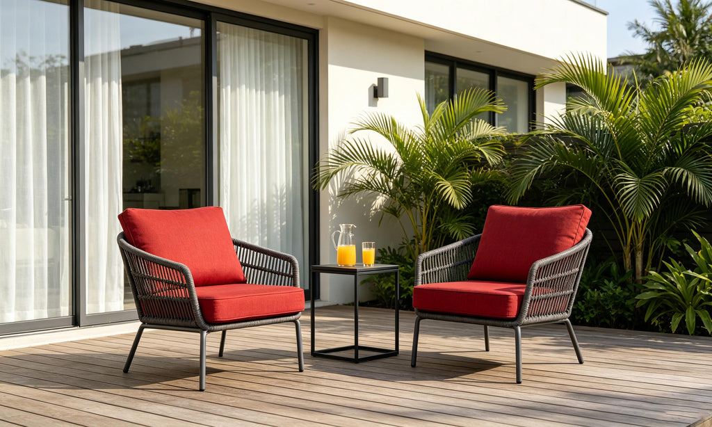 Premium Outdoor Deep Seat Cushion 2 Sets, 24" x 28" x 4.5", Red