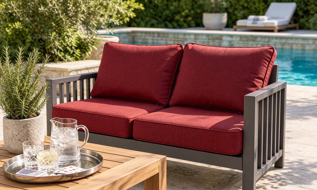 Premium Outdoor Deep Seat Cushion 2 Sets, 24" x 28" x 4.5", Red