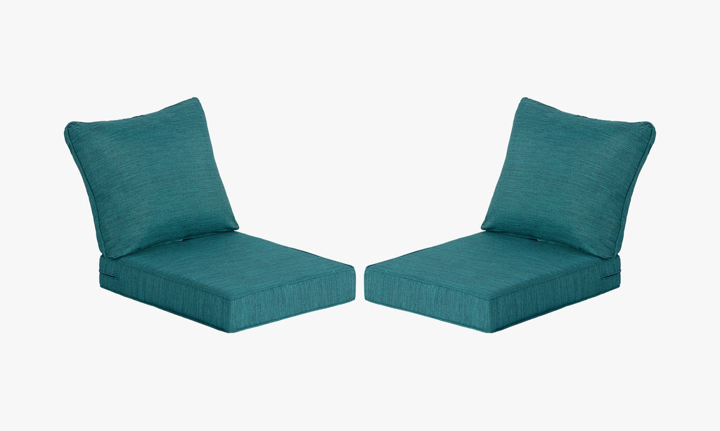 Premium Outdoor Deep Seat Cushion 2 Sets, 24" x 28" x 4.5", Teal