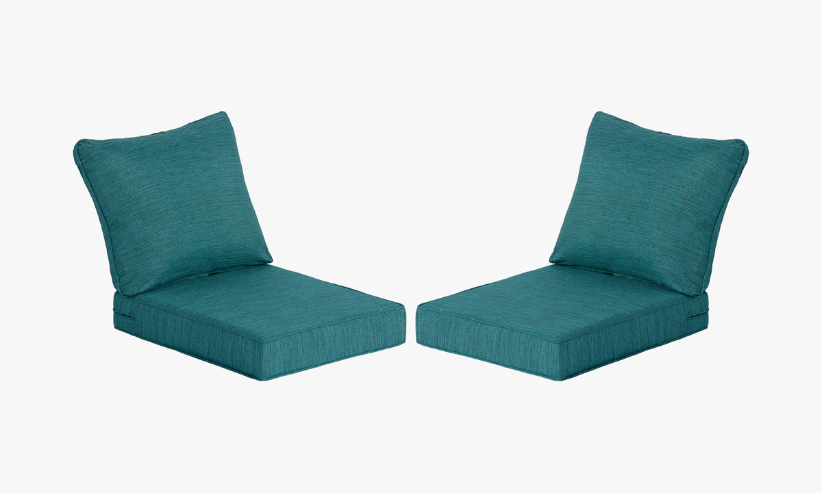 Premium Outdoor Deep Seat Cushion 2 Sets, 24" x 28" x 4.5", Teal