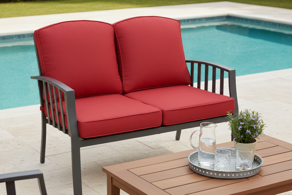Premium Outdoor Deep Seat Cushion 2 Sets, 24" x 24" x 5.5",Red