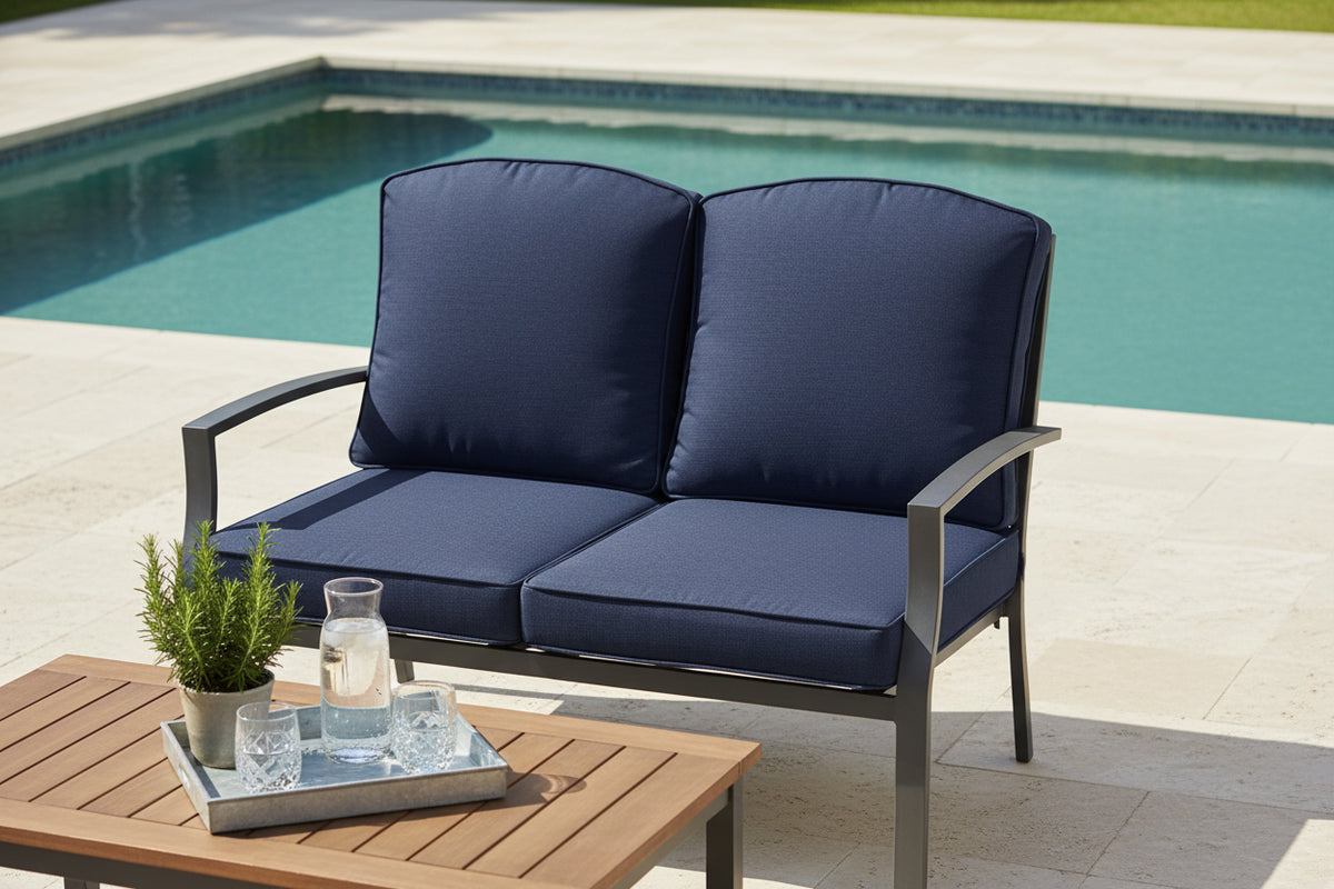 Premium Outdoor Deep Seat Cushion 2 Sets, 24" x 24" x 5.5", Blue