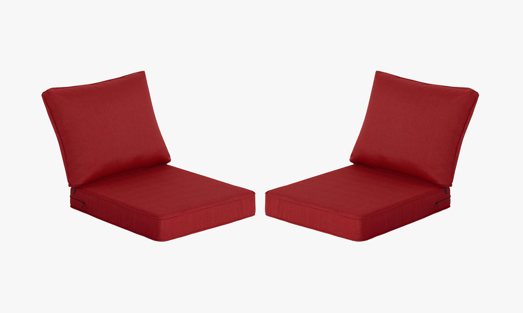 Premium Outdoor Deep Seat Cushion 2 Sets, 24" x 28" x 4.5", Red