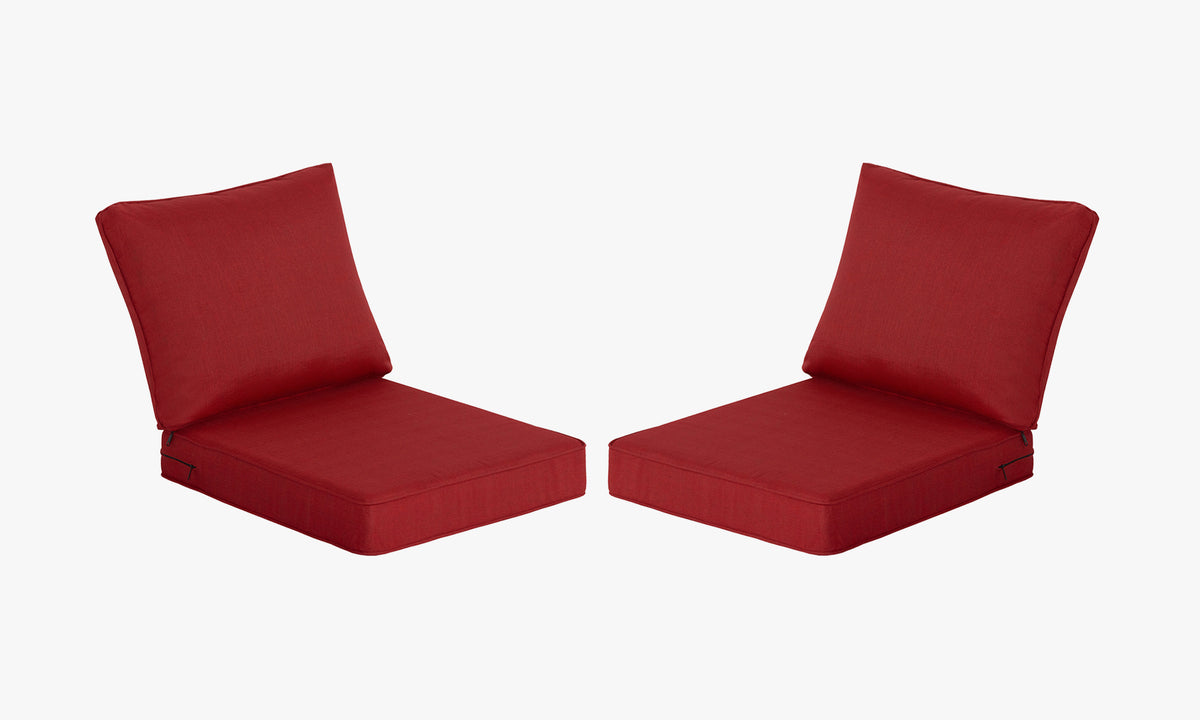 Premium Outdoor Deep Seat Cushion 2 Sets, 24" x 28" x 4.5", Red