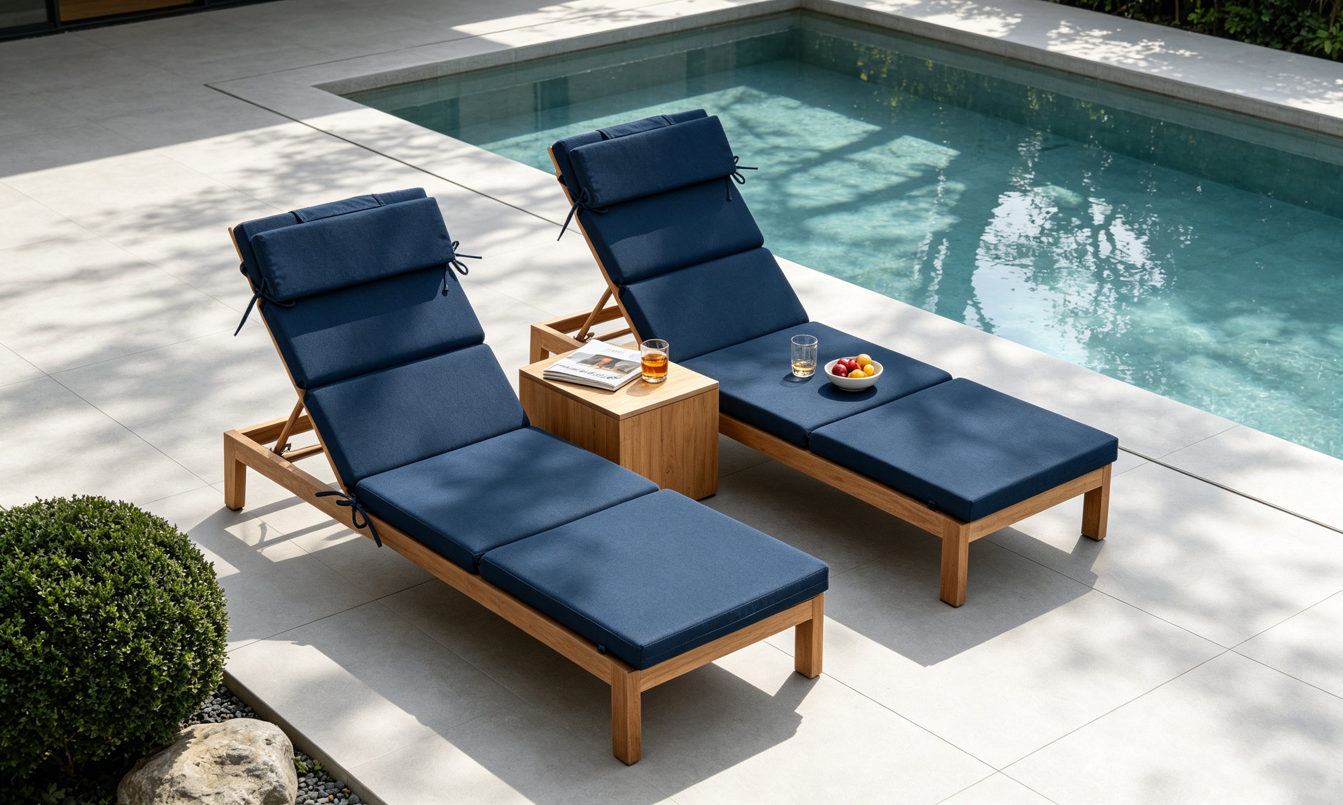 Outdoor Lounge Chair Cushion with Headrest – Dimensions: 42 x 72 x 5.5 Inches
