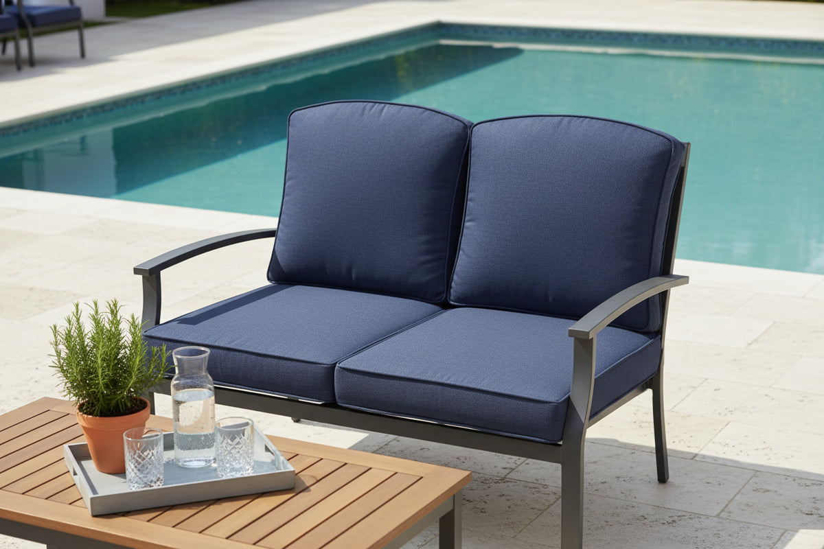 Premium Outdoor Deep Seat Cushion 2 Sets, 24" x 24" x 5.5", Sky Blue