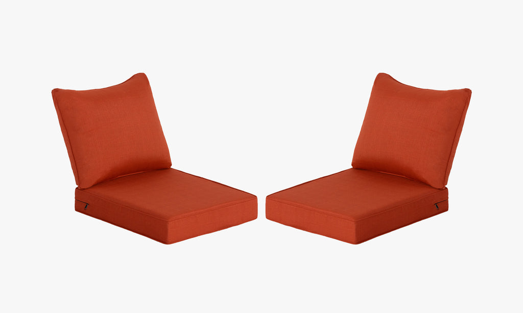 Premium Outdoor Deep Seat Cushion 2 Sets, 24" x 28" x 4.5", Orange