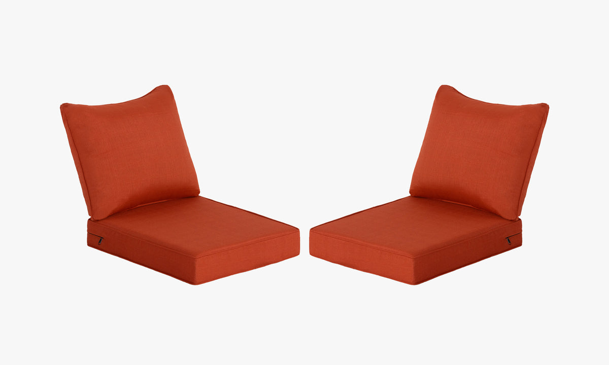 Premium Outdoor Deep Seat Cushion 2 Sets, 24" x 28" x 4.5", Orange