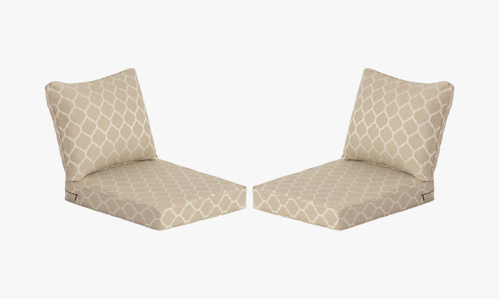 Premium Outdoor Deep Seat Cushion 2 Sets, 24" x 28" x 4.5", Toffee Trellis