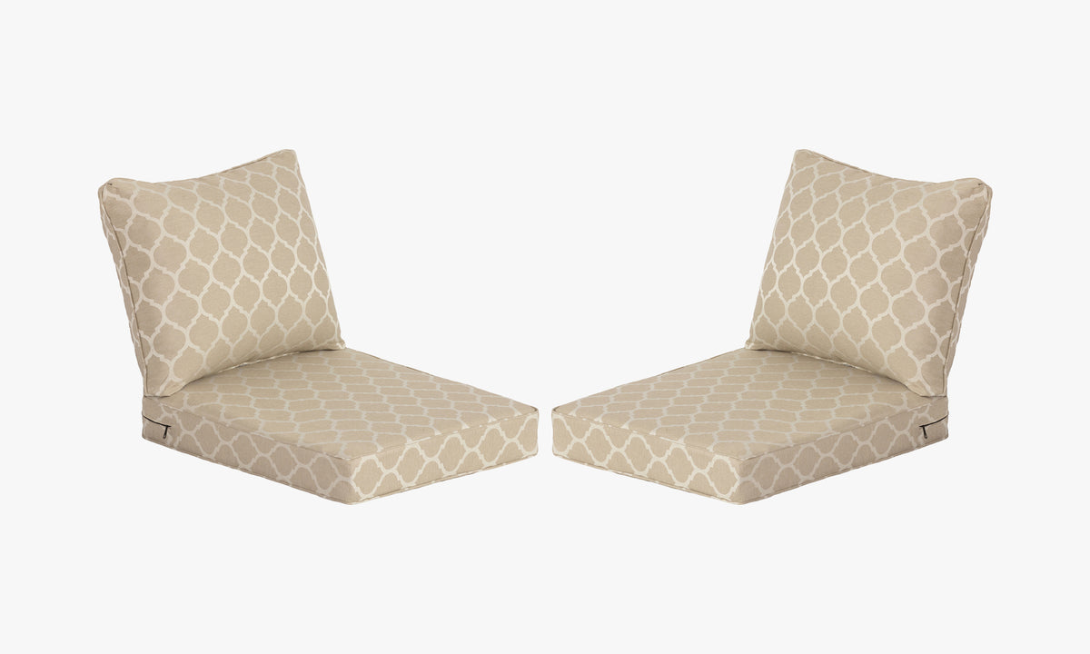 Premium Outdoor Deep Seat Cushion 2 Sets, 24" x 28" x 4.5", Toffee Trellis