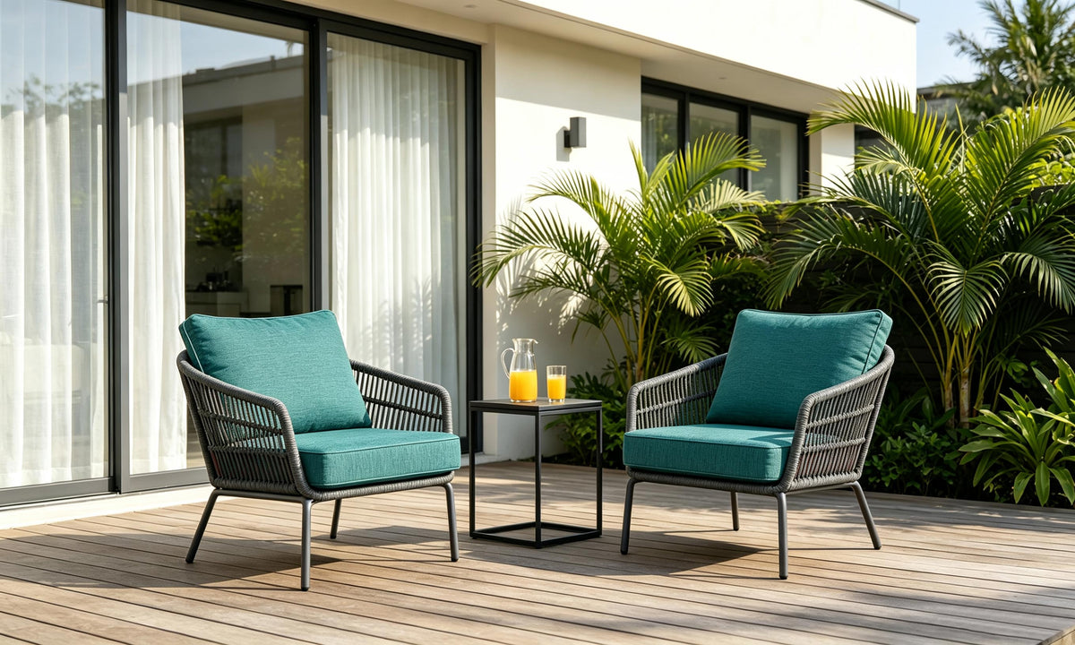 Premium Outdoor Deep Seat Cushion 2 Sets, 24" x 28" x 4.5", Teal