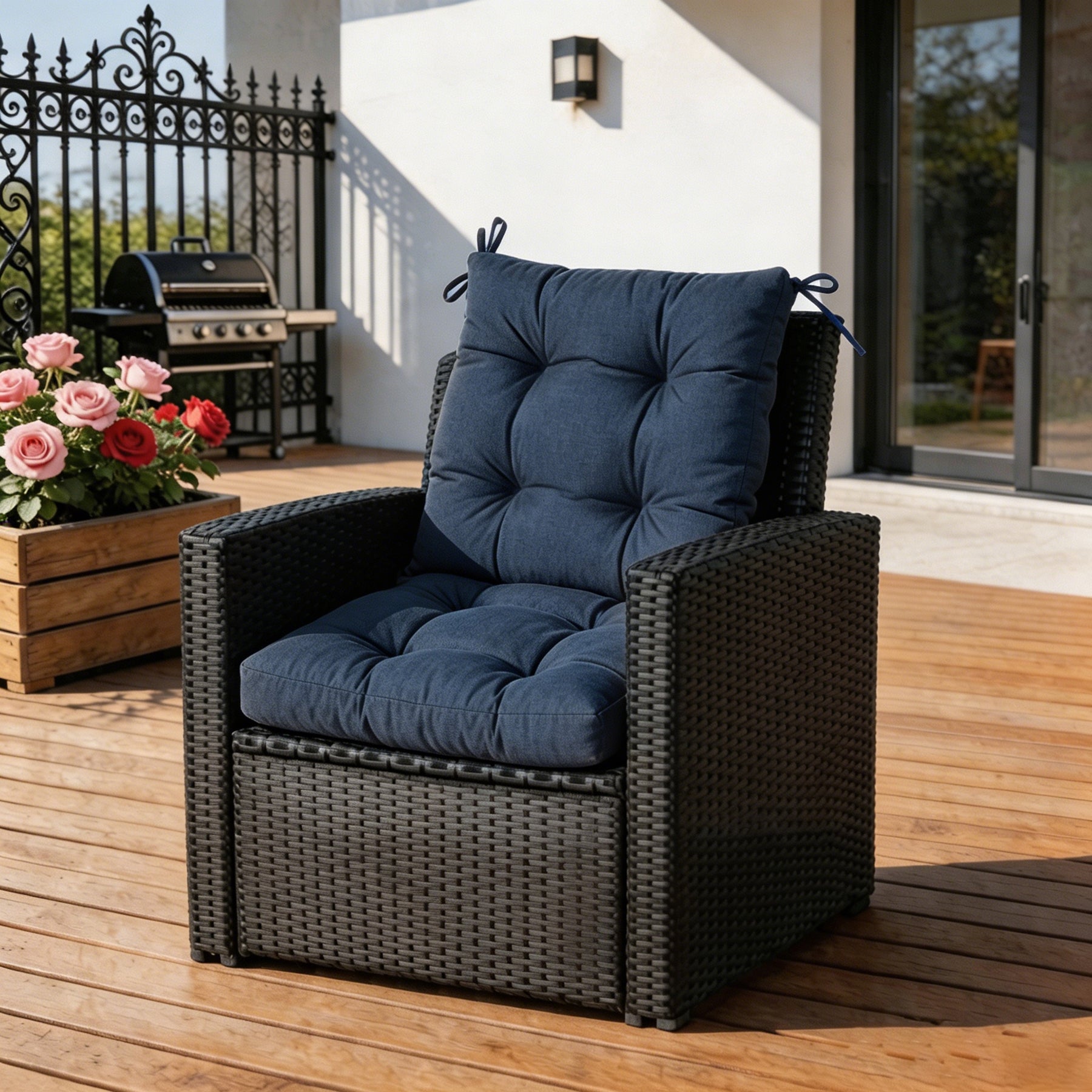 Outdoor Patio/Terrace Chair Cushion Set (2-Piece) – Fade-Resistant, Waterproof, High-Profile Cushions with 35D High-Resilience Foam; Suitable for Outdoor Rattan Chairs