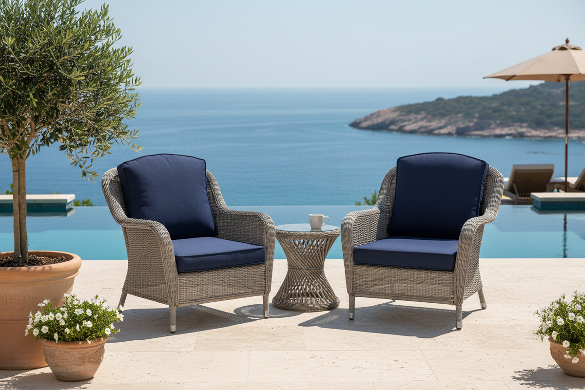 Premium Outdoor Deep Seat Cushion 2 Sets, 24" x 24" x 5.5", Sky Blue