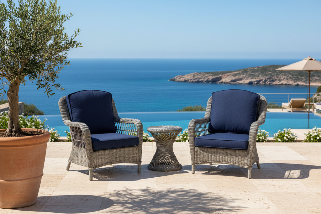 Premium Outdoor Deep Seat Cushion 2 Sets, 24" x 24" x 5.5", Blue