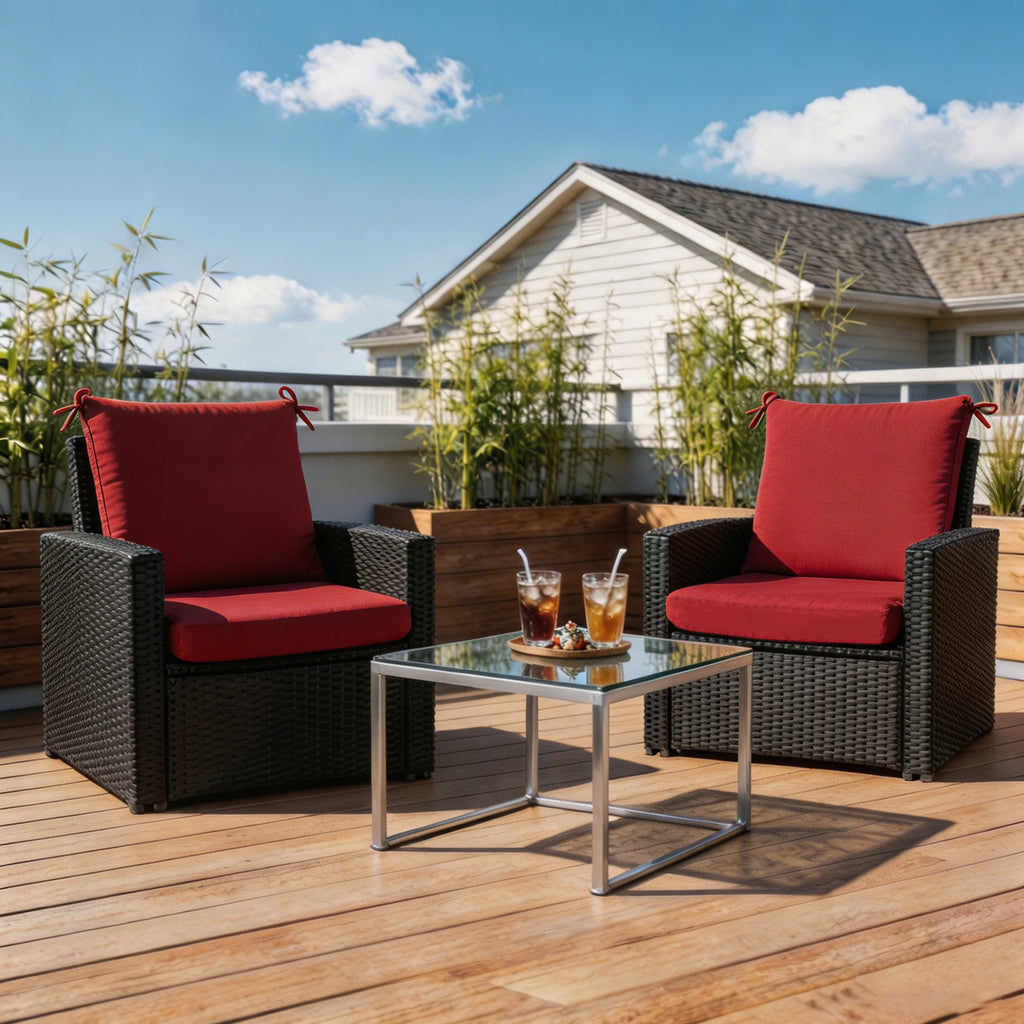 Outdoor Patio/Terrace Chair Cushion Set (2-Piece) – Fade-Resistant, Waterproof, High-Profile Cushions with 35D High-Resilience Foam; Suitable for Outdoor Rattan Chairs