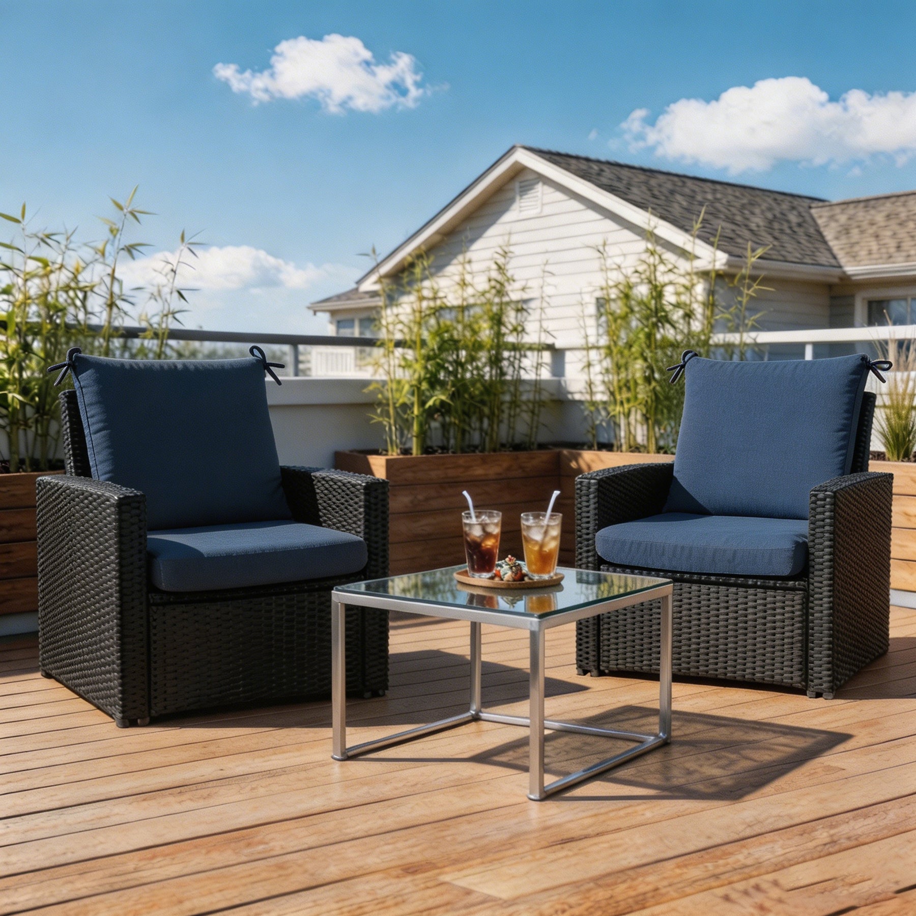 Outdoor Patio/Terrace Chair Cushion Set 18 x 18 x 3.15 Inches