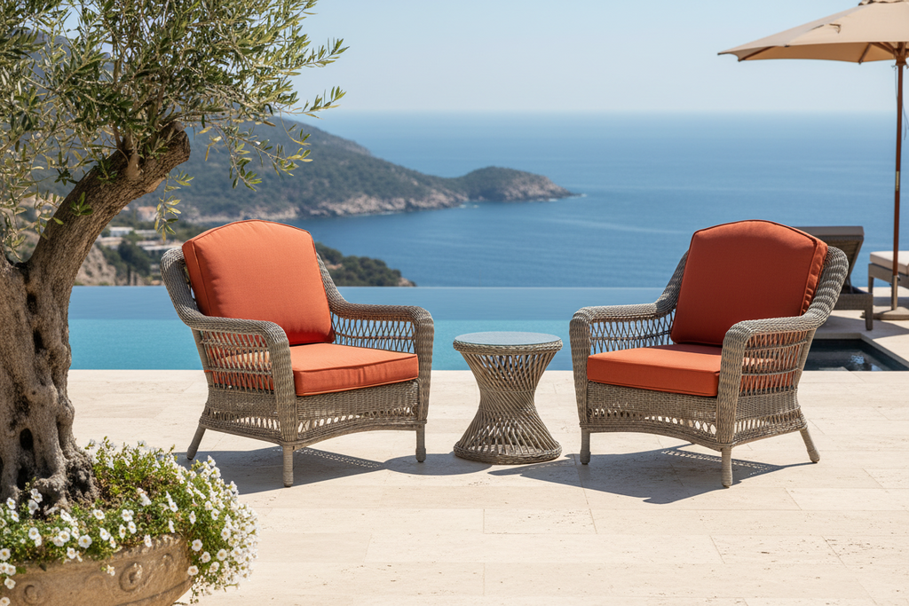 Premium Outdoor Deep Seat Cushion 2 Sets, 24" x 24" x 5.5", Orange