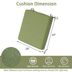 Outdoor Chair Cushions Set of 4,350GSM Fabric,Water-Resistant UV Resistant Weather Resistant with YKK Zippers, Square Corner Patio Chair Cushions with Ties, 20"x20"x3.1"