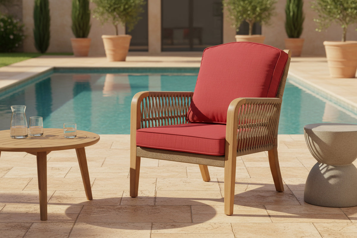 Premium Outdoor Deep Seat Cushion 2 Sets, 24" x 24" x 5.5",Red