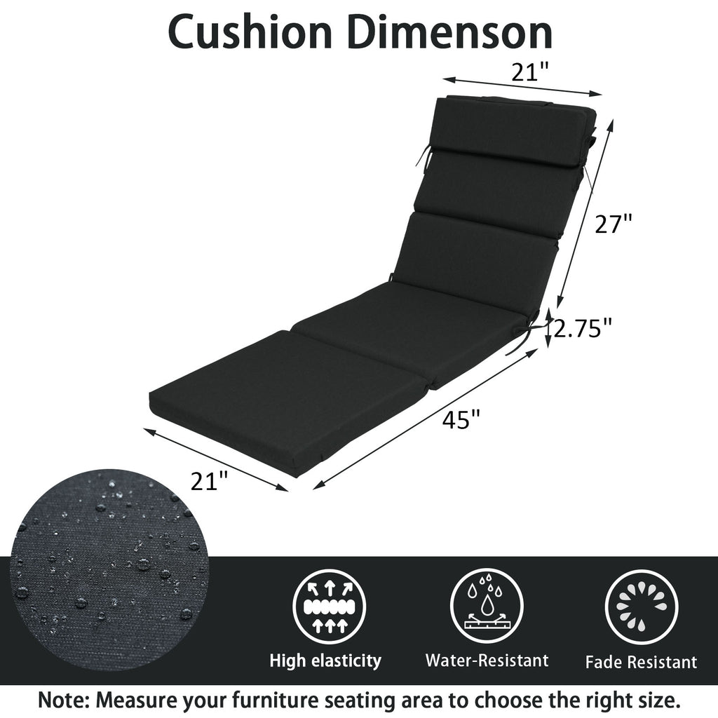 Outdoor Lounge Chair Cushion with Headrest – Dimensions: 42 x 72 x 5.5 Inches