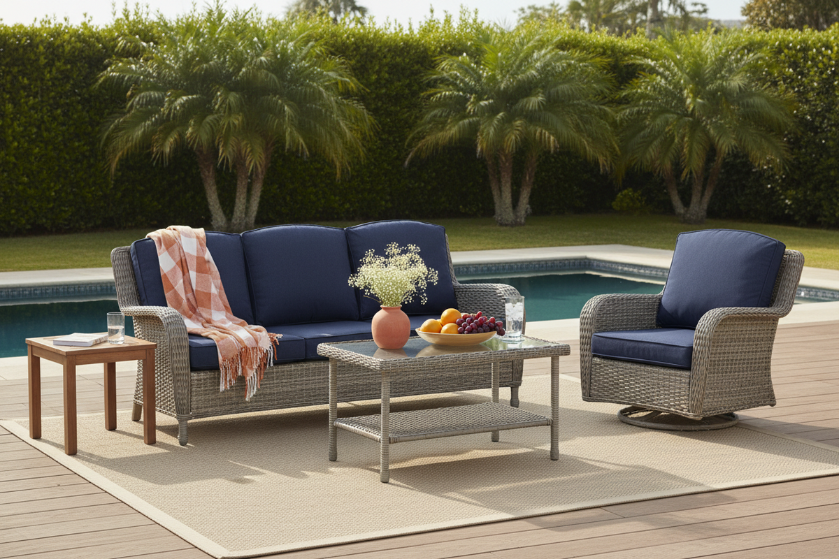 Premium Outdoor Deep Seat Cushion 2 Sets, 24" x 24" x 5.5", Sky Blue