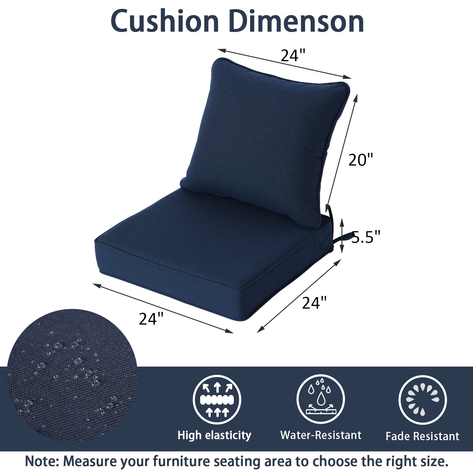 Patio/Terrace Deep-Seat Cushion 19×19×4 Inches