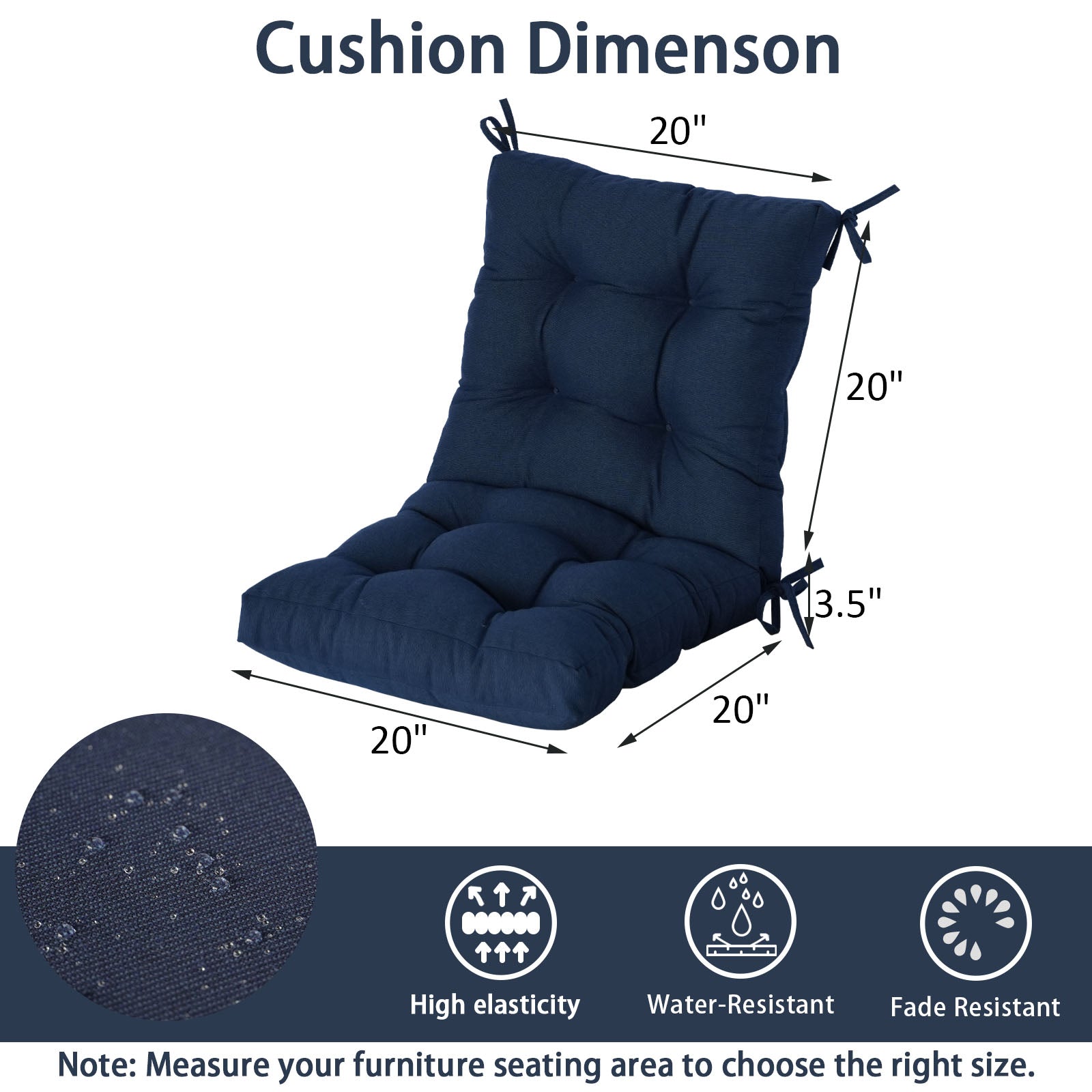 Patio Chair Cushion Set 18 x 18 x 3.5 Inches