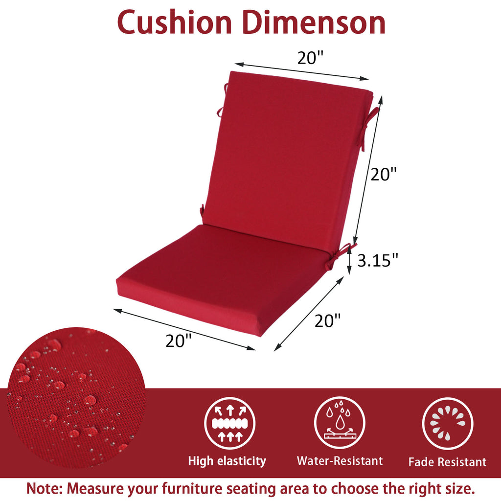Outdoor Patio/Terrace Chair Cushion Set (2-Piece) – Fade-Resistant, Waterproof, High-Profile Cushions with 35D High-Resilience Foam; Suitable for Outdoor Rattan Chairs