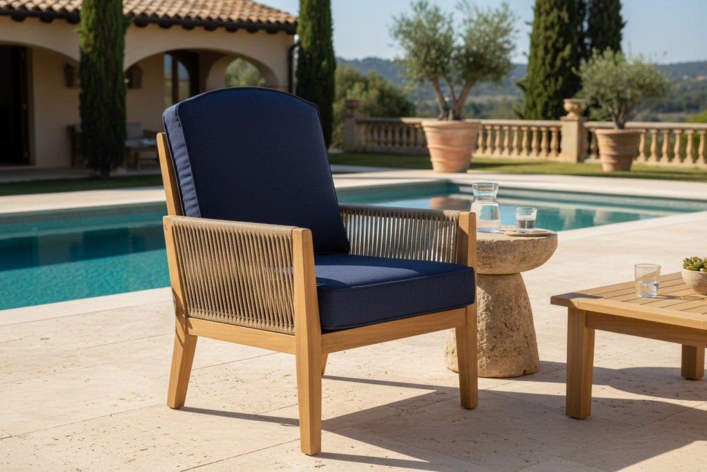 Premium Outdoor Deep Seat Cushion 2 Sets, 24" x 24" x 5.5", Blue