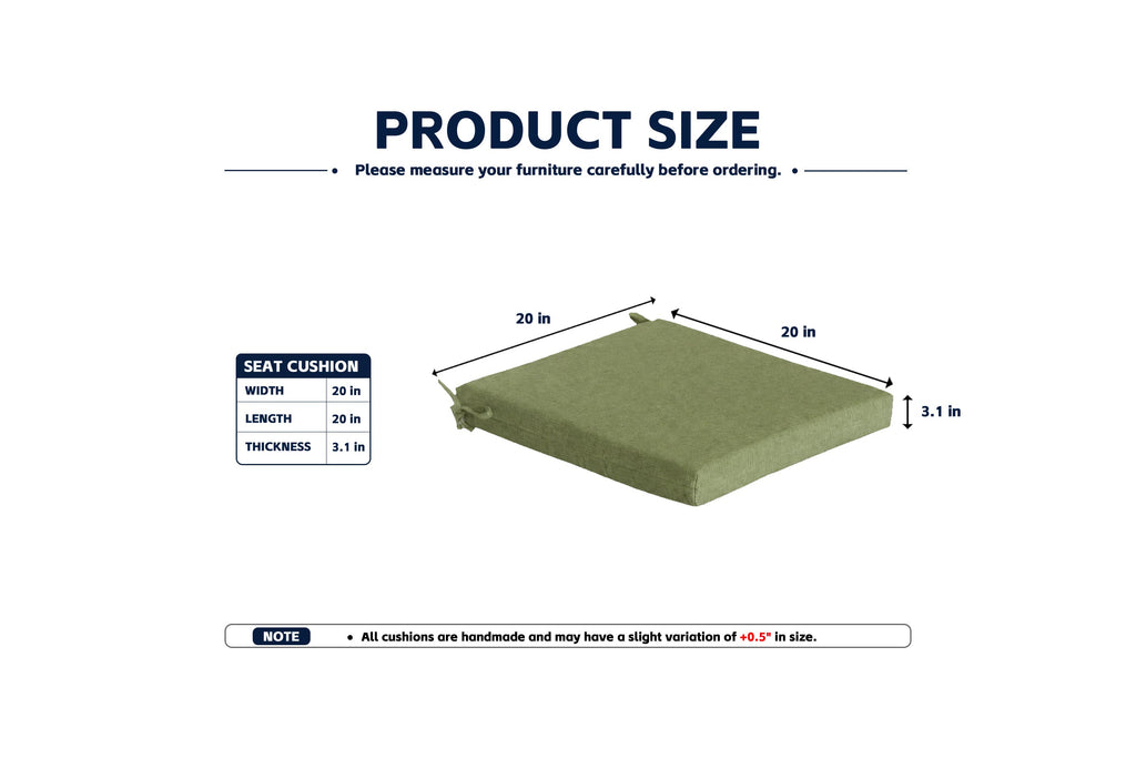 Outdoor Chair Cushion Set 2 Sets, 20" x 20" x 3.1"