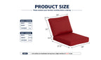 Premium Outdoor Deep Seat Cushion 2 Sets, 24" x 28" x 4.5", Red