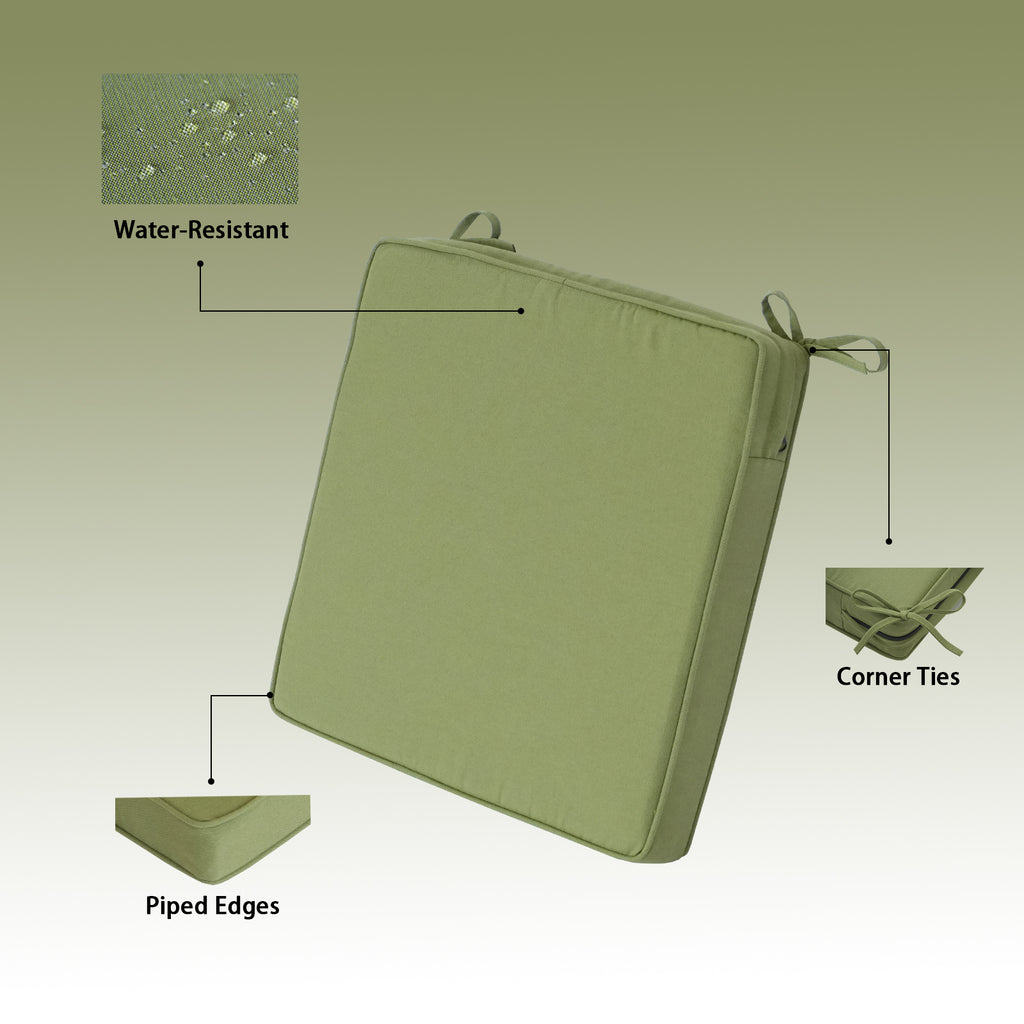 Outdoor Chair Cushions Set of 4,350GSM Fabric,Water-Resistant UV Resistant Weather Resistant with YKK Zippers, Square Corner Patio Chair Cushions with Ties, 20"x20"x3.1"