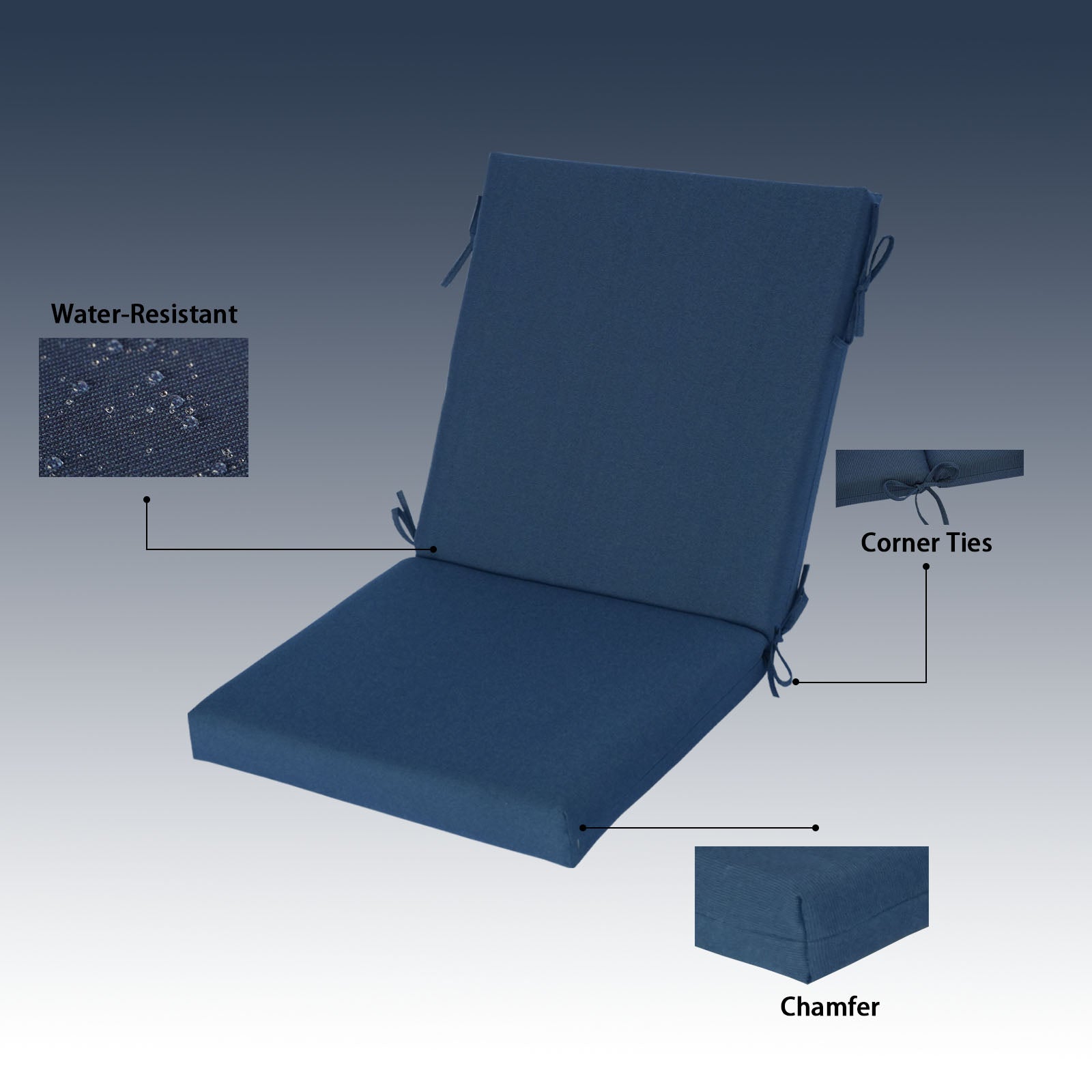 Outdoor Patio/Terrace Chair Cushion Set 22×20×3.15 Inches