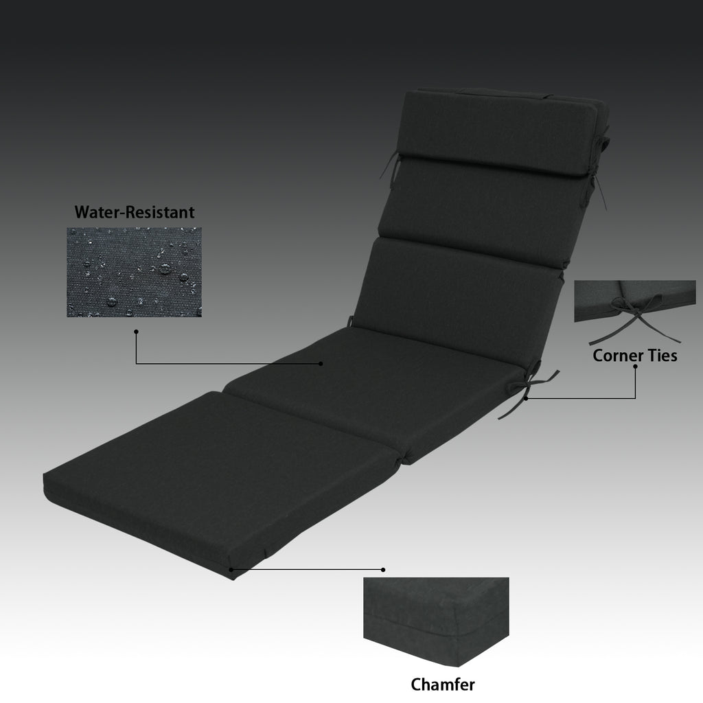 Outdoor Lounge Chair Cushion with Headrest – Dimensions: 42 x 72 x 5.5 Inches