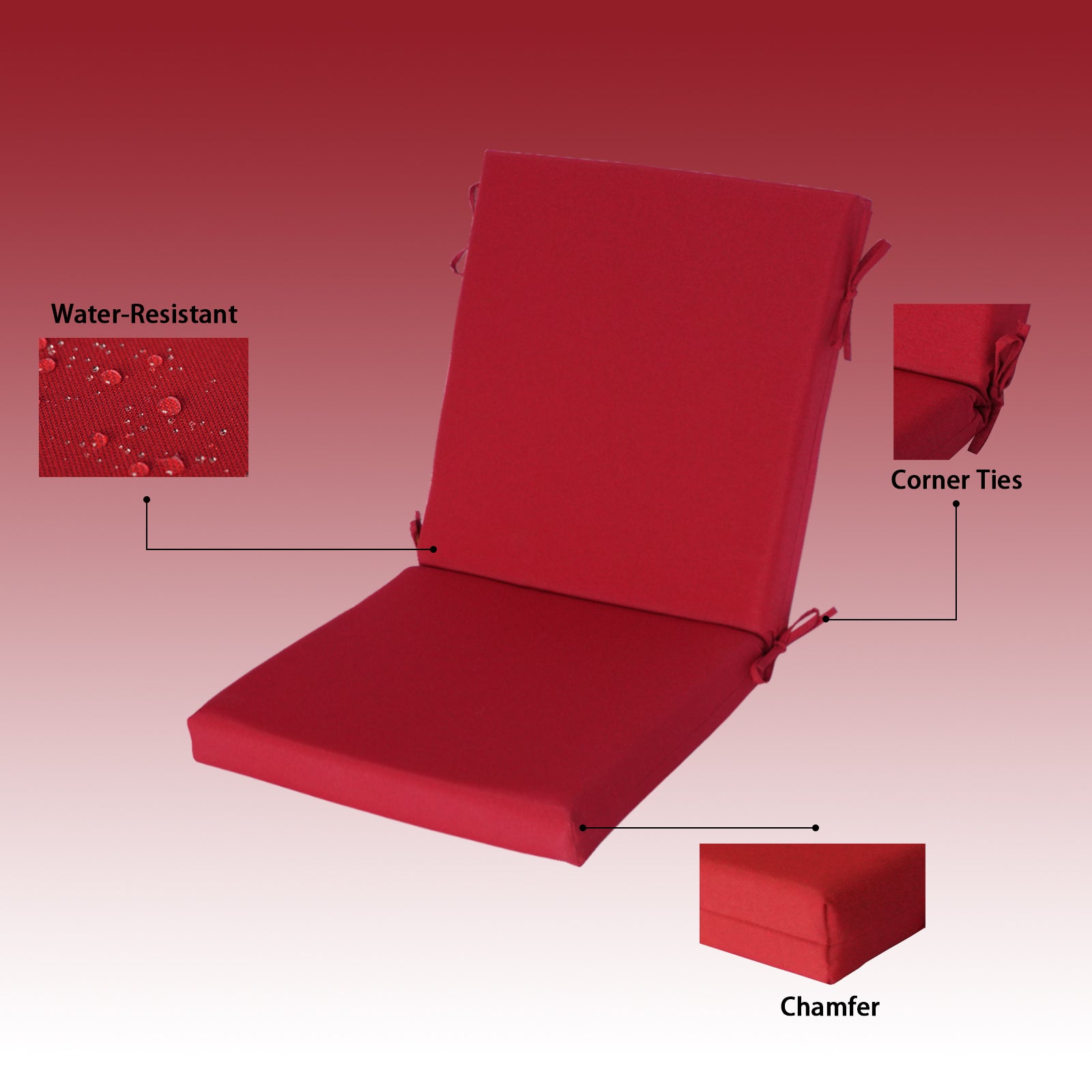 Outdoor Patio/Terrace Chair Cushion Set (2-Piece) – Fade-Resistant, Waterproof, High-Profile Cushions with 35D High-Resilience Foam; Suitable for Outdoor Rattan Chairs
