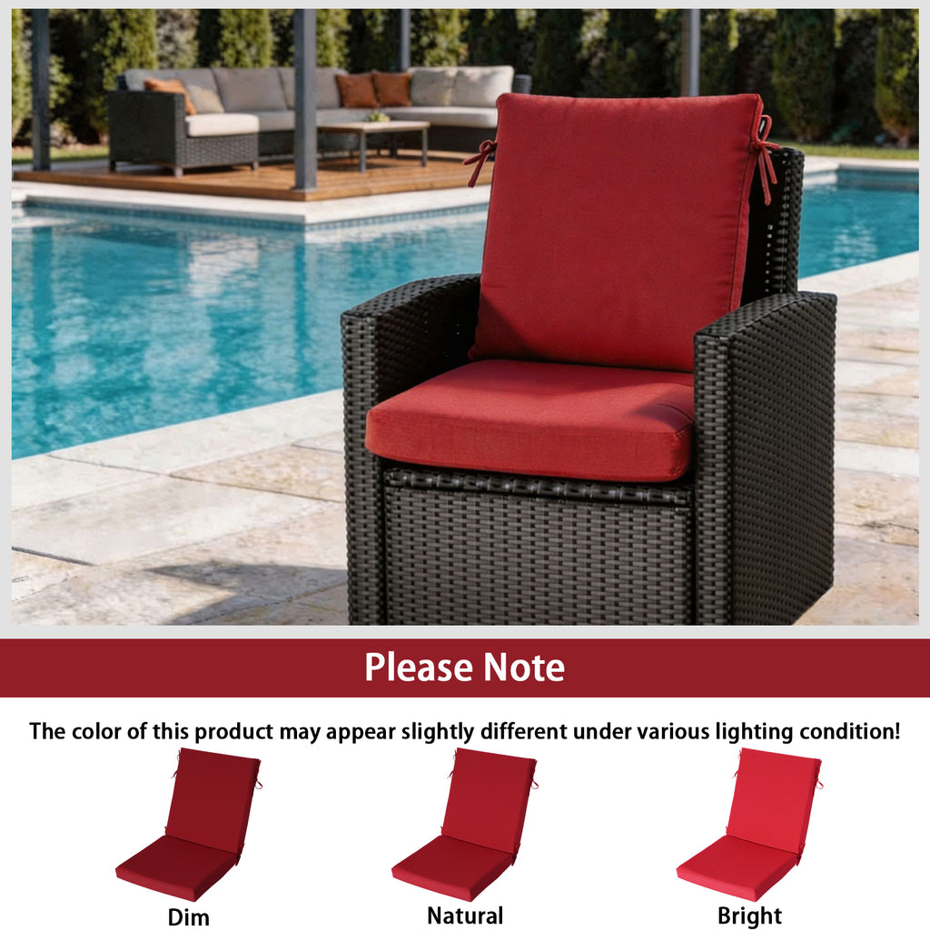 Outdoor Patio/Terrace Chair Cushion Set (2-Piece) – Fade-Resistant, Waterproof, High-Profile Cushions with 35D High-Resilience Foam; Suitable for Outdoor Rattan Chairs