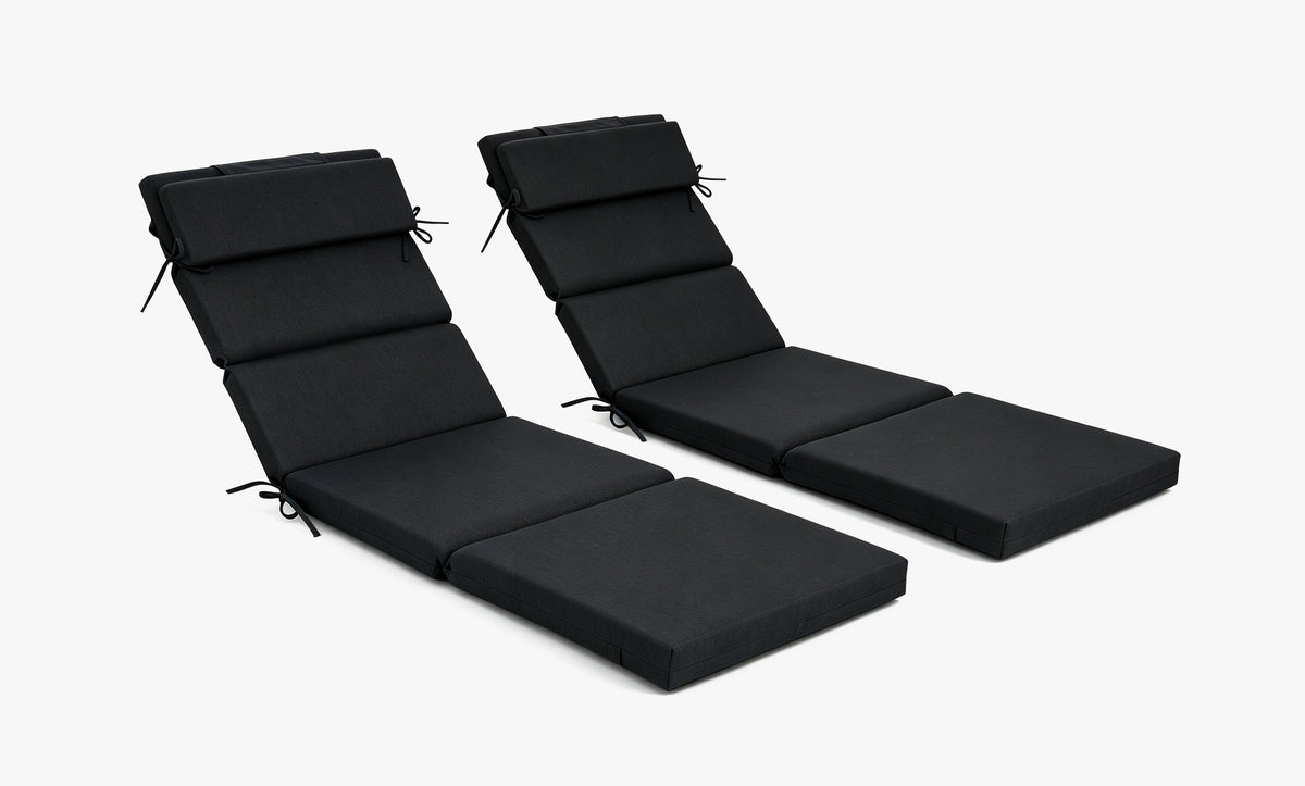 Outdoor Lounge Chair Cushion with Headrest – 1 & 2 Sets, 50" x 77" x 2.75"