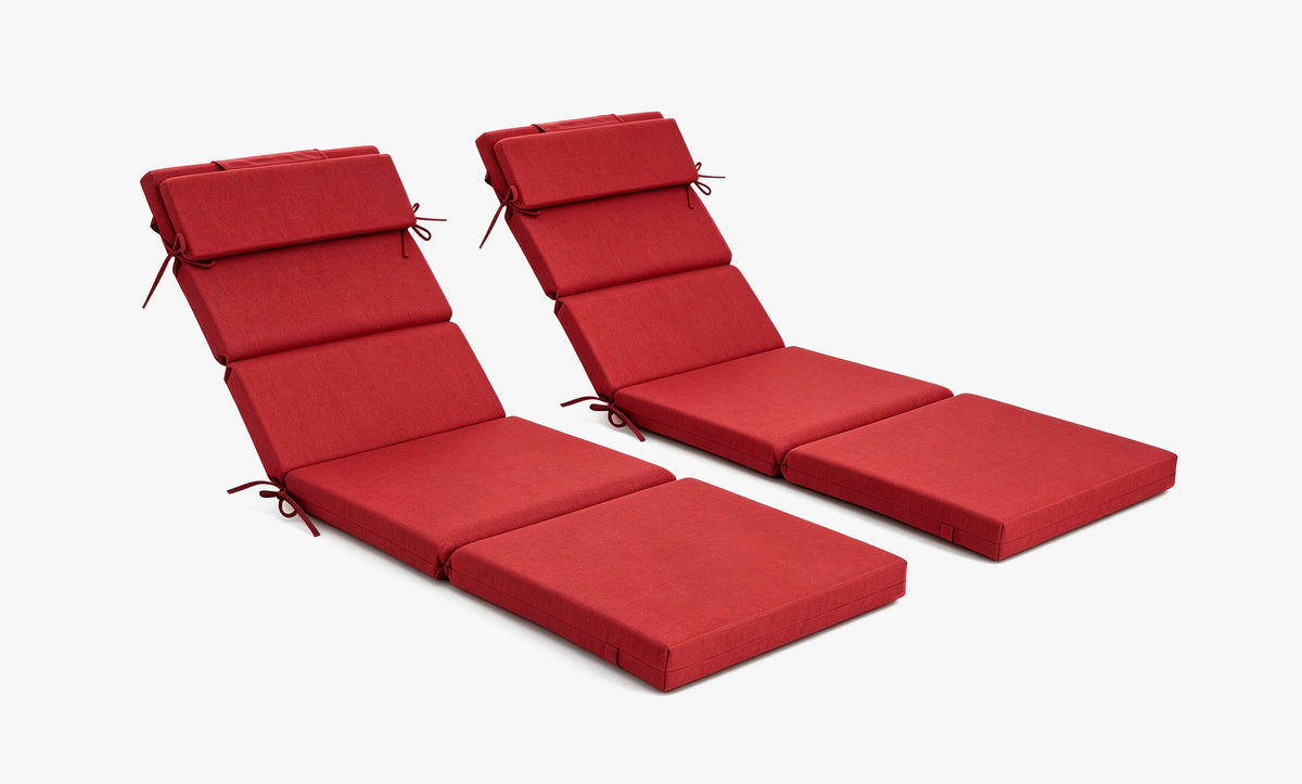 Outdoor Lounge Chair Cushion with Headrest – 1 & 2 Sets, 50" x 77" x 2.75"