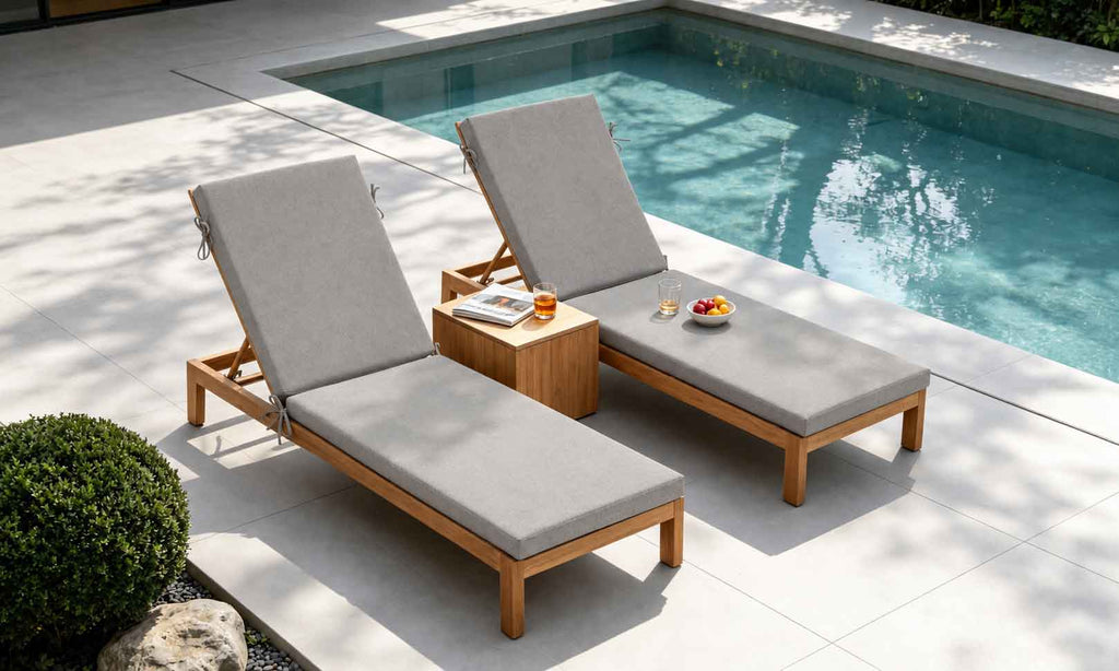 Outdoor Chaise Lounge Cushion, 72" x 21" x 3.1", Light Gray