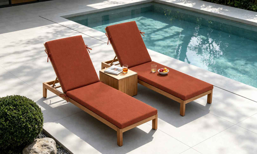 Outdoor Chaise Lounge Cushion, 72" x 21" x 3.1", Terracotta