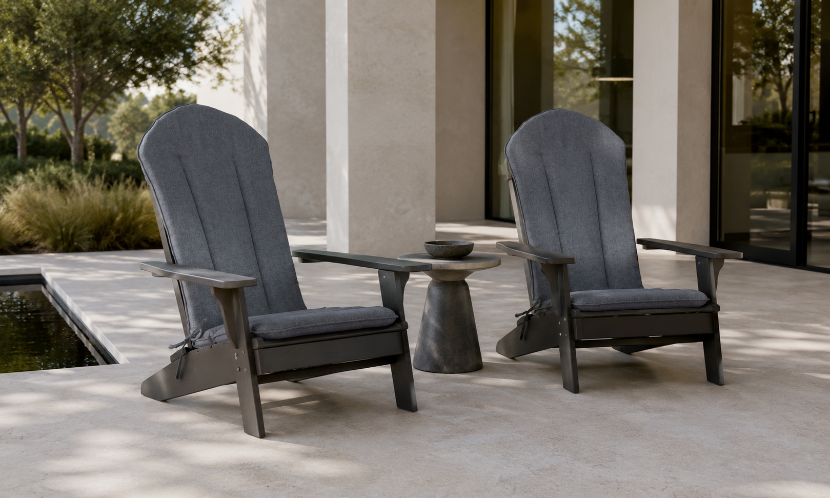 Adirondack Chair Cushion 20x50 in 2-Pack Graphite