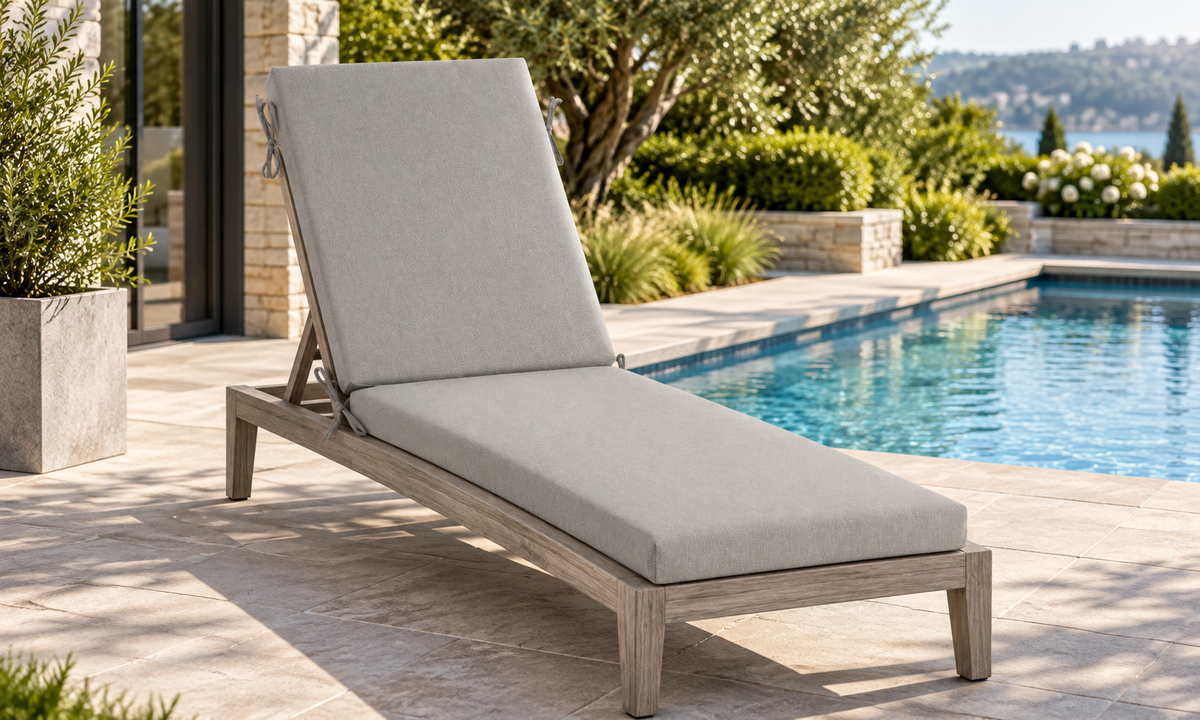 Outdoor Chaise Lounge Cushion, 72" x 21" x 3.1", Light Gray