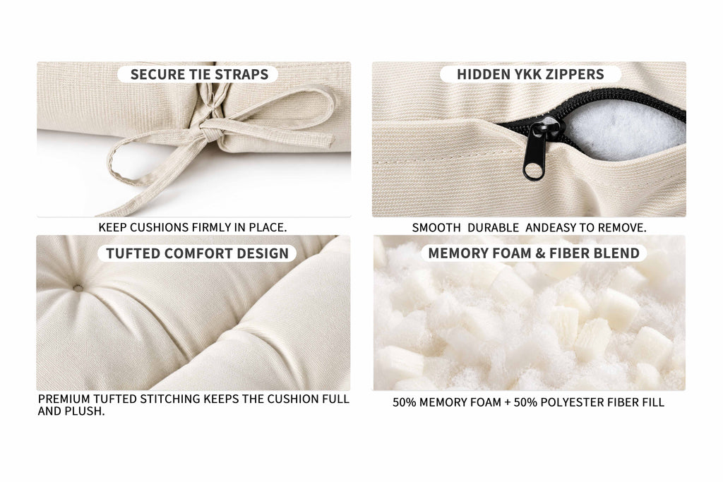 Patio Chair Cushion Set – 2 & 4 Sets, 21" x 20" x 3.5"