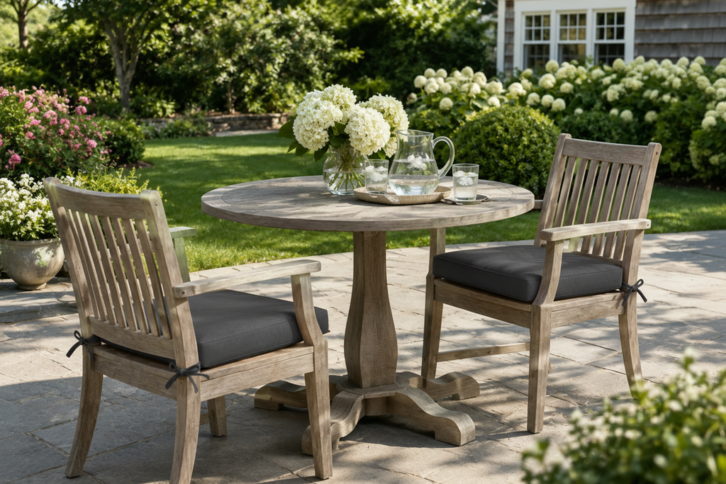 Patio armchairs with dark gray cushions