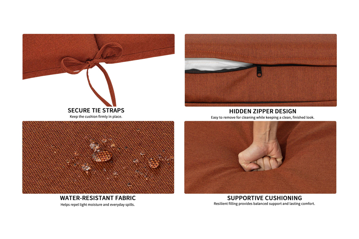 Outdoor Chaise Lounge Cushion, 72" x 21" x 3.1", Terracotta